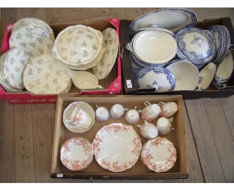 Large selection of various assorted blue and white dinner service and various other Victorian and Edwardian part dinner and t