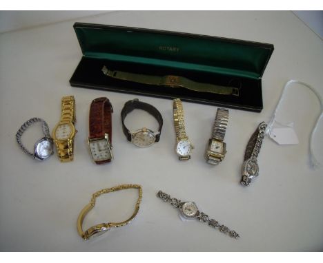 Selection of various ladies and gents vintage wrist watches including Smiths Empire, cased Rotary ladies cocktail watch etc 