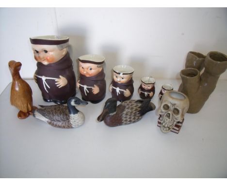 Set of five graduating Hummel (monk jugs) and various other figures in one box 