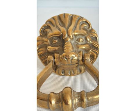 Brass Lion Door Knocker and Floral Backplate, 2 pcs