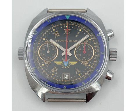POLJOT Herrenarmbanduhr. Sturmanskie Chronograph. Russland.Circa 38 mm Gehäusedurchmesser ohne Krone. Kaliber 3133. Handaufzu