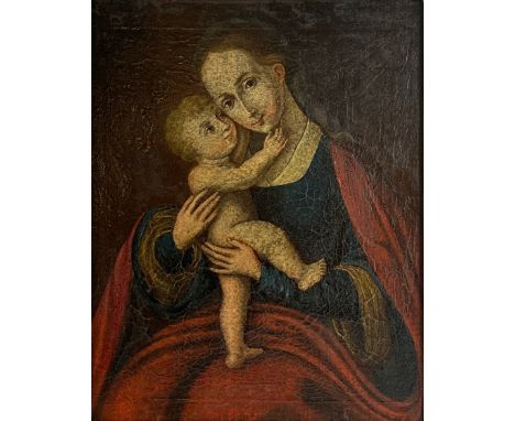 Lucas I CRANACH (1472 - 1553) Kopie nach. "Maria mit dem Kinde". 19. Jahrhundert.Circa 45,5 cm x 40 cm. Circa 60,5 cm x 51,5 