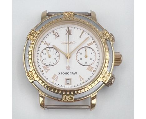 POLJOT Herrenarmbanduhr. Chronograph. Russland.Circa 40 mm Gehäusedurchmesser ohne Krone. Handaufzug. Mechanische Chronograph