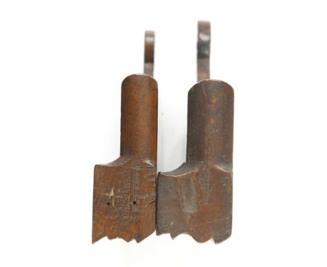 Two early 9 3/4" moulders with rounded tops by T.MORSE and R. BLOXHAM (marks G) G 