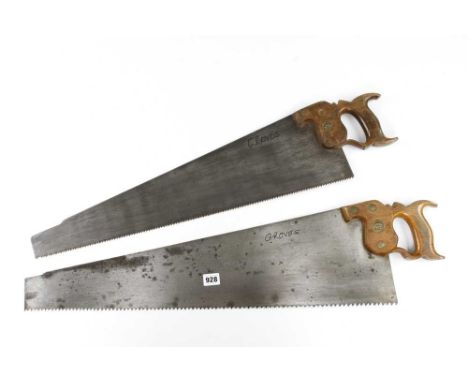 A 3 TPI rip saw and a 5 TPI hand saw both by R GROVES &amp; Sons Sheffield G+