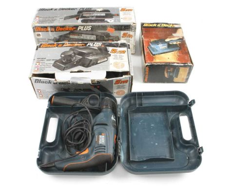 Four B &amp; D electric sander, planer and drill G