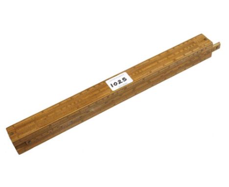 A rare 12" square section 3 slide rule by DRING &amp; FAGE Strand London (1813-1902 (similar to a gauger's rule) but has norm