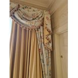 A pair fully lined drapes luxurious cotton and silk blend fabrics. With an elegant pattern and