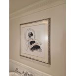 Framed print after drawing by Gustav Klimt (Austrian, 14 July 1862 / 6 February 1918) glazed and