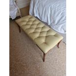 Francesco Molon Italy leather end-of-bed bench. This elegant piece features a button-leather top