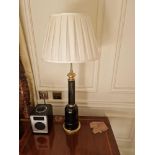 A Pair Neoclassical Jacaranda faceted Green Glass Table Lamps, Handcrafted blown Transparent glass