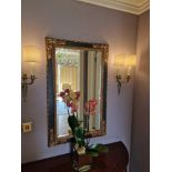 French Rococo style black and gold bevelled mirror 66 x 104cm ( Loc RM. 326)