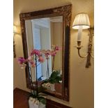 French Rococo style black and gold bevelled mirror 66 x 104cm ( Loc RM. 422)