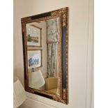 French Rococo style black and gold bevelled mirror 66 x 104cm ( Loc RM. 422)