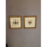 2 x prints Heraldry coat of arms for George Spencer, 4th Duke of Marlborough glazed and framed 40