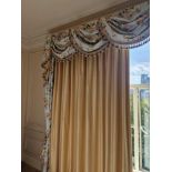 A pair fully lined drapes luxurious cotton and silk blend fabrics. With an elegant pattern and