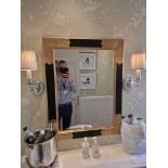 French Rococo style black and gold bevelled mirror 66 x 104cm ( Loc RM. 326)