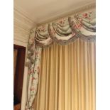 A pair fully lined drapes luxurious cotton and silk blend fabrics. With an elegant pattern and