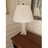 Chapman and Myers for Visual Comfort Studio classic column form alabaster table lamp with shade 61cm