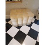 A large velvet ottoman the shaped frame with tufted top features piped edging and a Bullion trim
