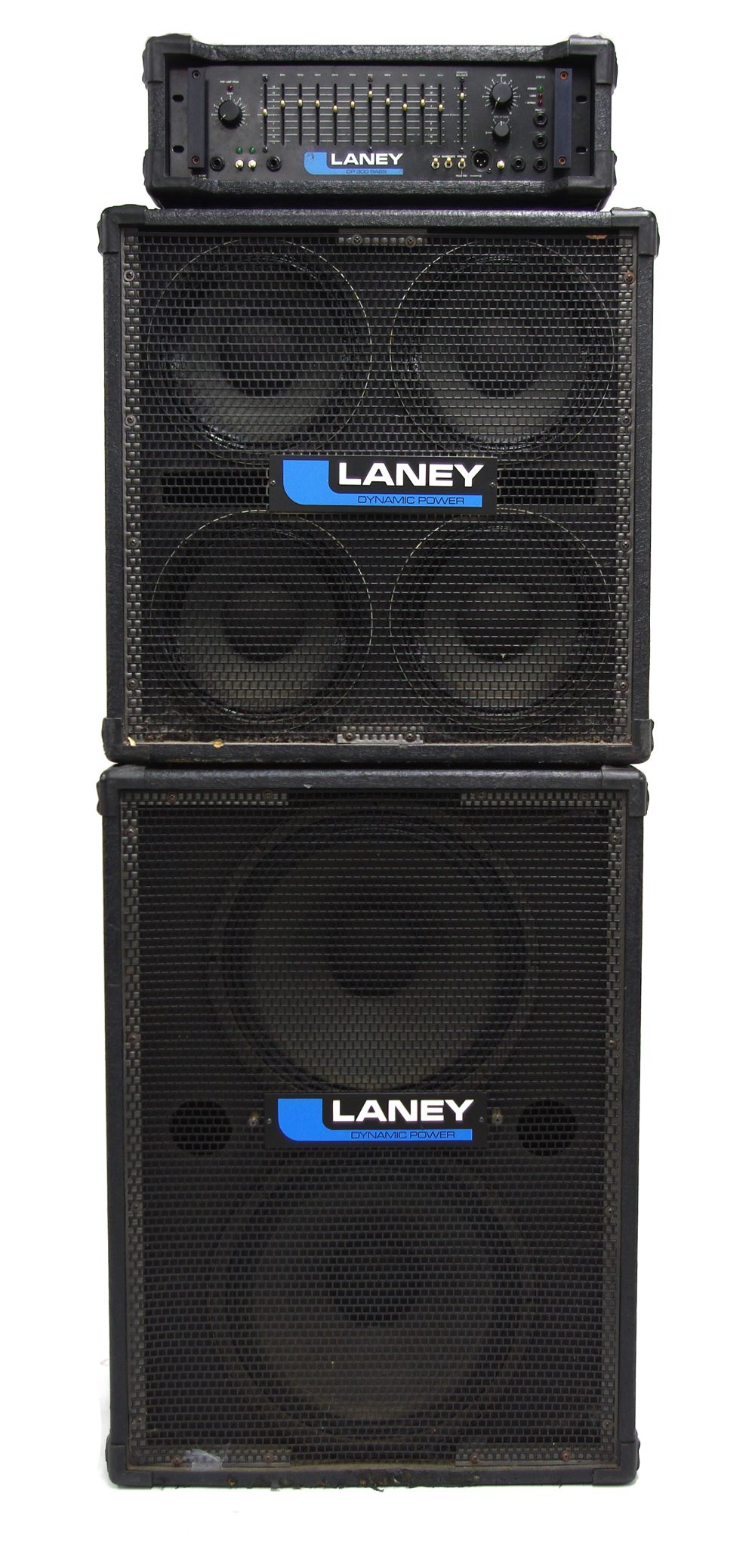 Laney bass guitar amplifier rig, comprising a DP300 amplifier head