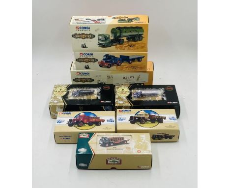 A collection of eight boxed Corgi die-cast vehicles, all relating to breweries. Vehicles include three "Whisky" Collection lo