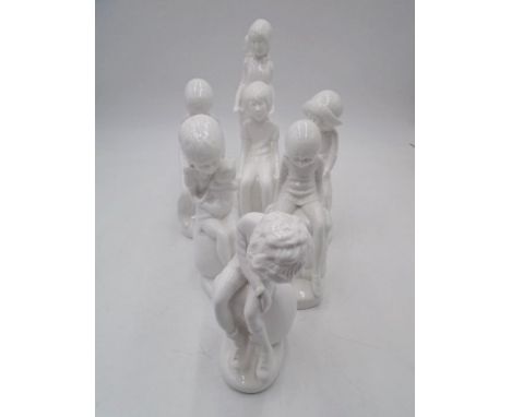 A collection of  Spode white figurines by Pauline Shone. 