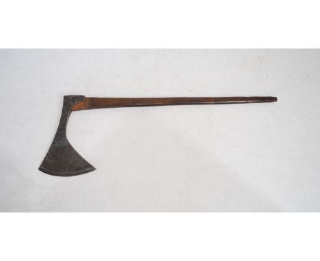 An antique Continental executioner's style axe with maker's mark to axe head - length 107cm