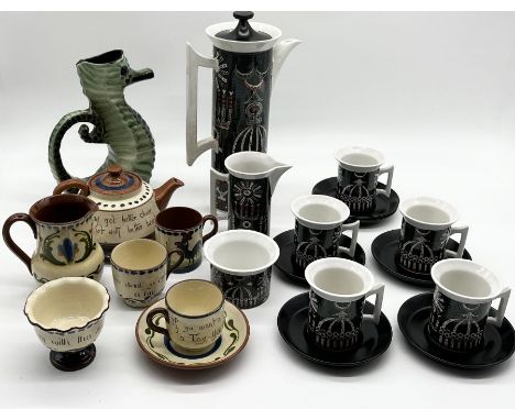 A collection of china including Portmeirion "Magic City" coffee set, Cinque Ports Pottery seahorse etc. 
