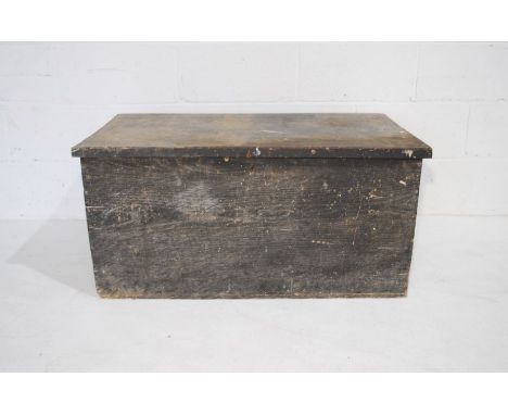 A black painted wooden trunk - length 94cm, depth 51cm, height 46cm
