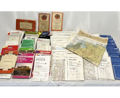 A collection of mainly Ordnance Survey maps along with a WW2 silk map numbered 43 C/D for Holland and France 