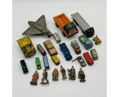 A small collection of mainly play worn die-cast vehicles including Dinky Toys, Corgi Toys, Lesney etc 