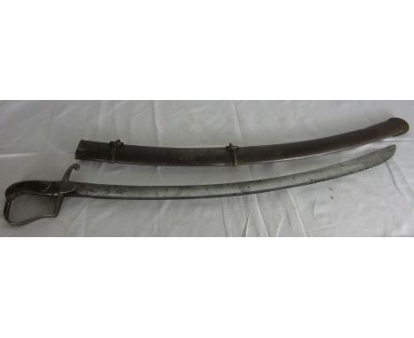 A 1796 pattern light cavalry sabre in metal scabbard, B R (?) impressed to blade back 