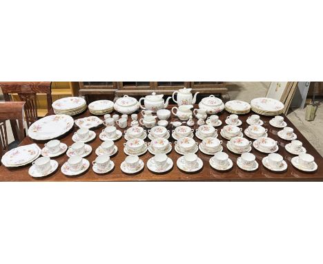 A comprehensive Royal Crown Derby Posies part dinner, coffee and tea service including teapot, coffee pot, cups, saucers, mea