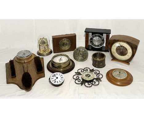 A collection of various vintage clocks, barometers etc. 