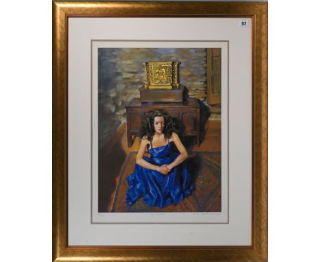 Robert Lenkiewicz (1941-2002) 'Anna Seated' signed limited edition print 308/475, with certificate of authenticity, 53cm x 39
