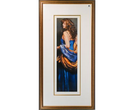 Robert Lenkiewicz (1941-2002) 'Karen in Blue' signed limited edition print 317/475, 72cm x 20cm, with certificate of authenti