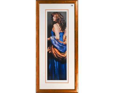 Robert Lenkiewicz (1941-2002) 'Karen in Blue' signed limited edition print 368/475, with certificate of authenticity, 72cm x 