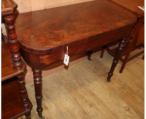 A Regency mahogany folding card table W.91cm