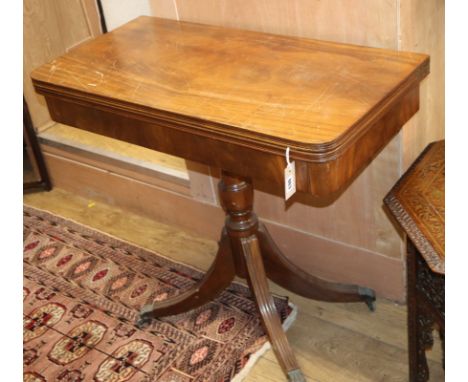 A Regency mahogany card table W.85cm