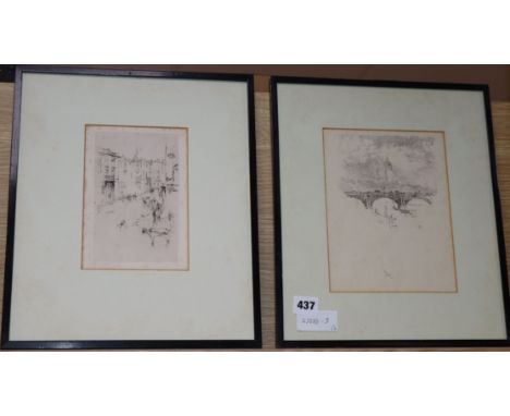 After Whistler - etching, Alderney Street, K238 17 x 10.5cm and a John Pennell print