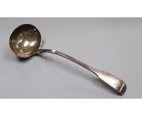 A George III silver fiddle pattern soup ladle, London, 1820, 32.2cm.