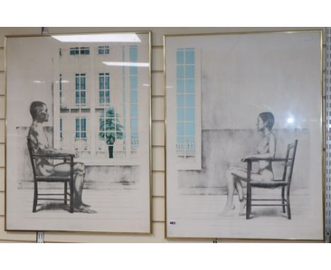 Terry Willson, a pair of limited edition prints, self portrait and self portrait of Lynda, signed in pencil, 28/100 79 x 60cm