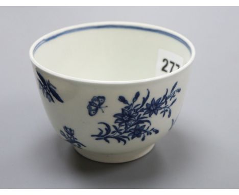 A Worcester 'Three Flowers' bowl, c. 1780, d. 10.3cm