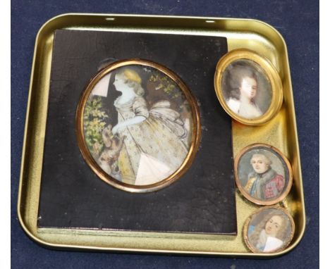 Four assorted portrait miniatures