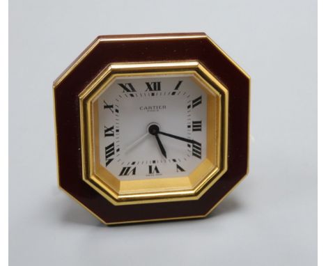 A Cartier travelling clock H.8cm
