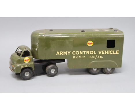 A Minic tinplate army control vehicle L.75cm