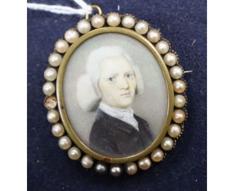 Early 19th century English School, oil on ivory, Miniature portrait of William Tuck Brooks, died 1861 3.5 x 2.75cm