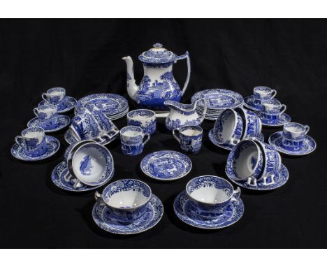 A quantity of Spode blue and white transfer printed part tea and coffee sets