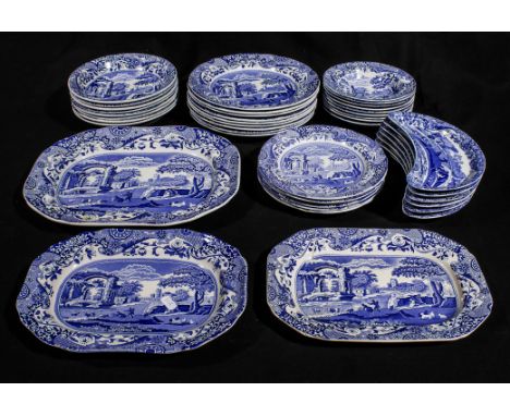 A quantity of Spode blue and white transfer printed serving dishes and plates